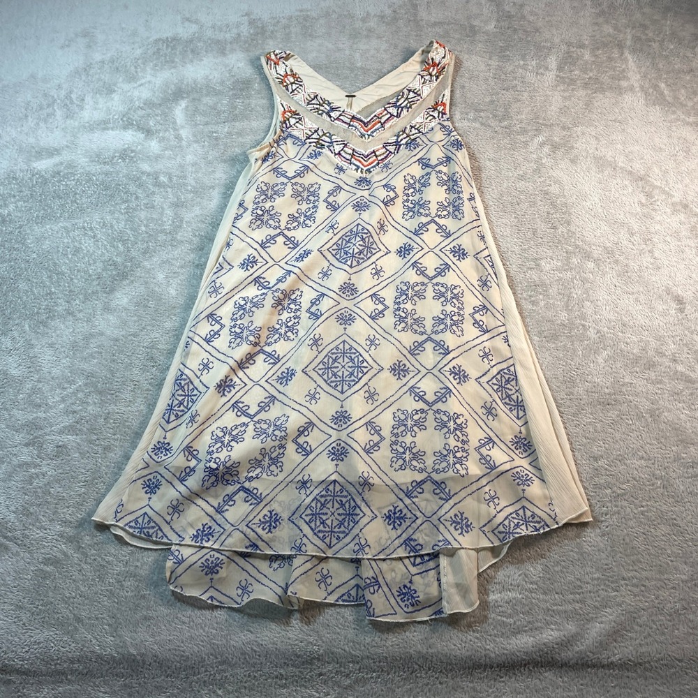 Free People Embroidered‎ Beaded Sleeveless Dress Bohemian Festival XS Women's